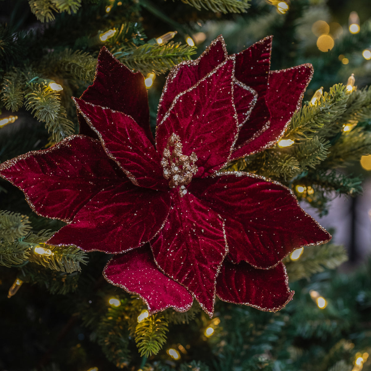 Rich Velvet Poinsettia Stem