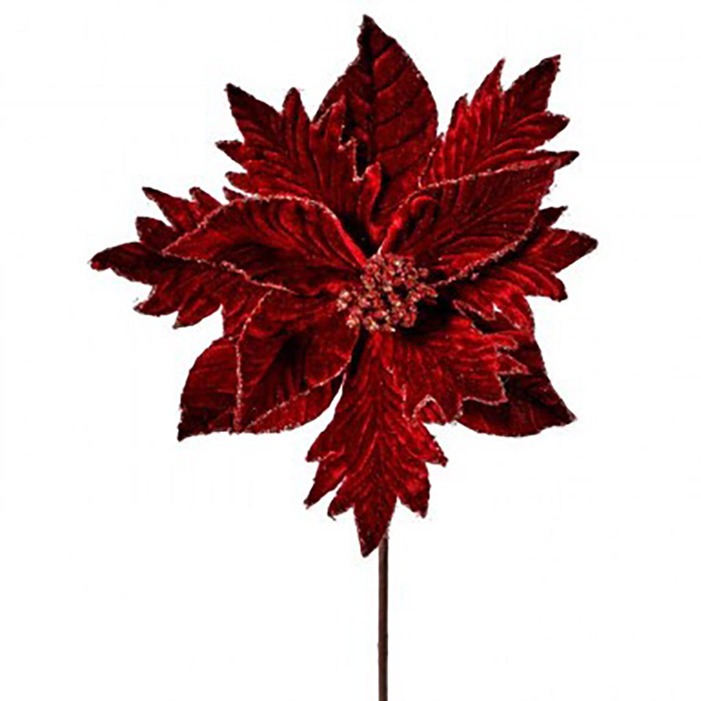 Velvet Glitter Poinsettia 20in