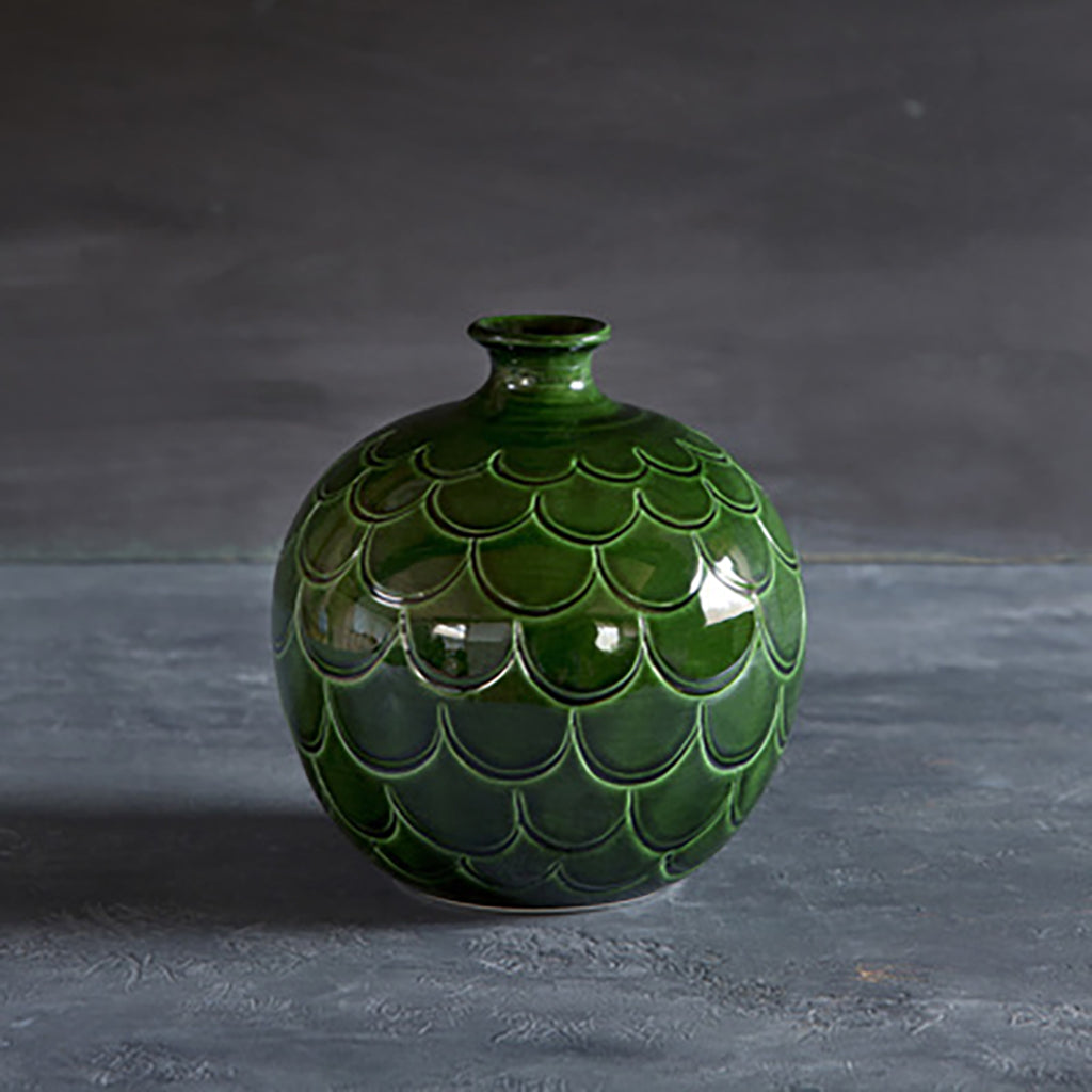 Misty Vase 7.5in Emerald Green
