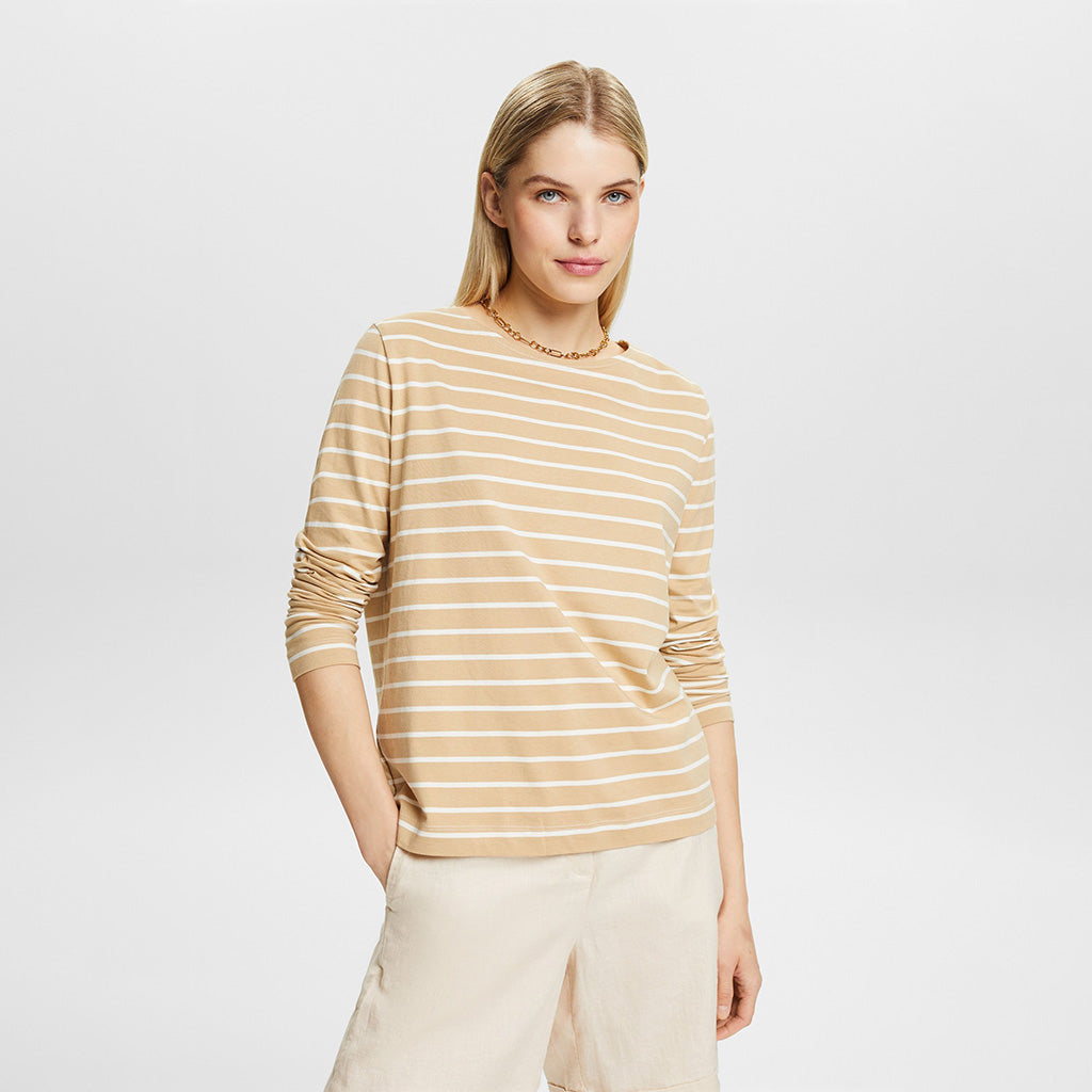 Esprit Striped Crew Neck Off White