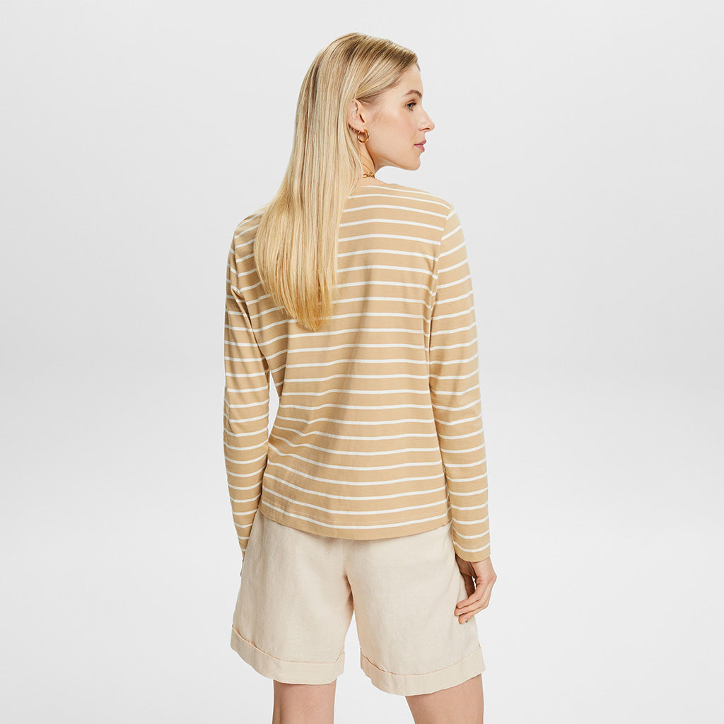 Esprit Striped Crew Neck Off White