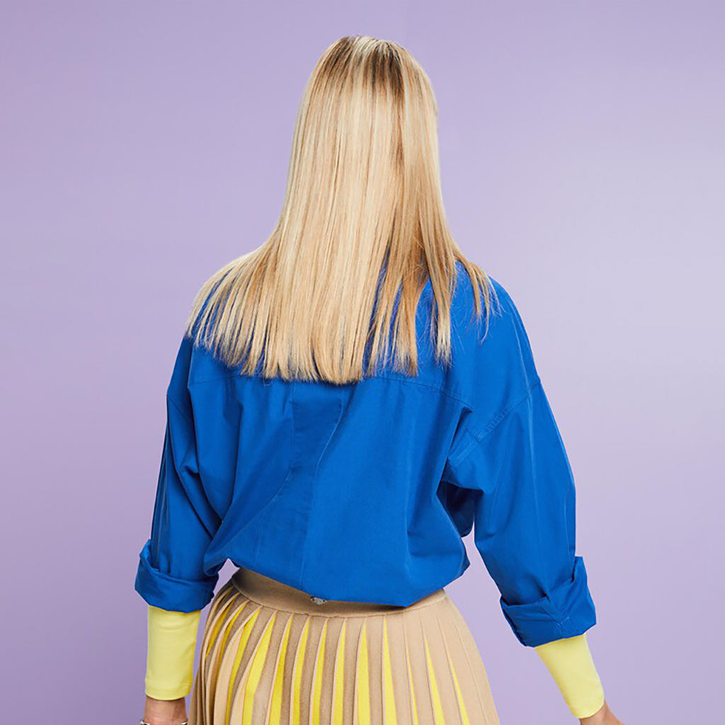 Cotton Oversized Tunic Blouse Bright Blue