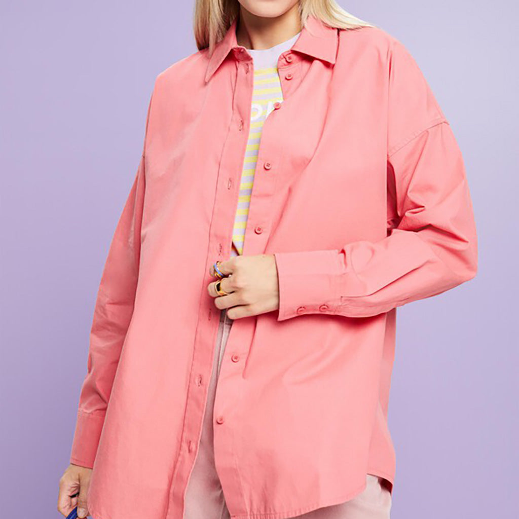 Cotton Oversized Tunic Blouse Pink