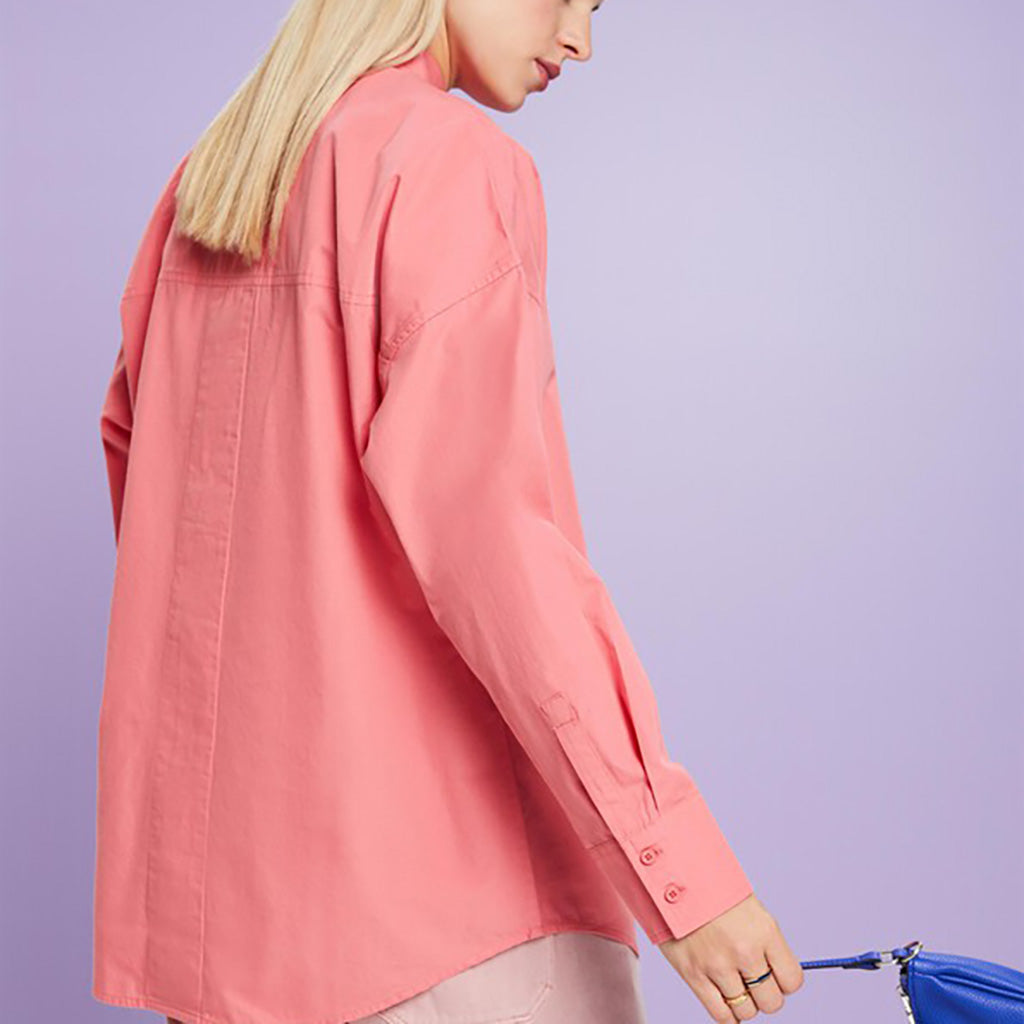 Cotton Oversized Tunic Blouse Pink