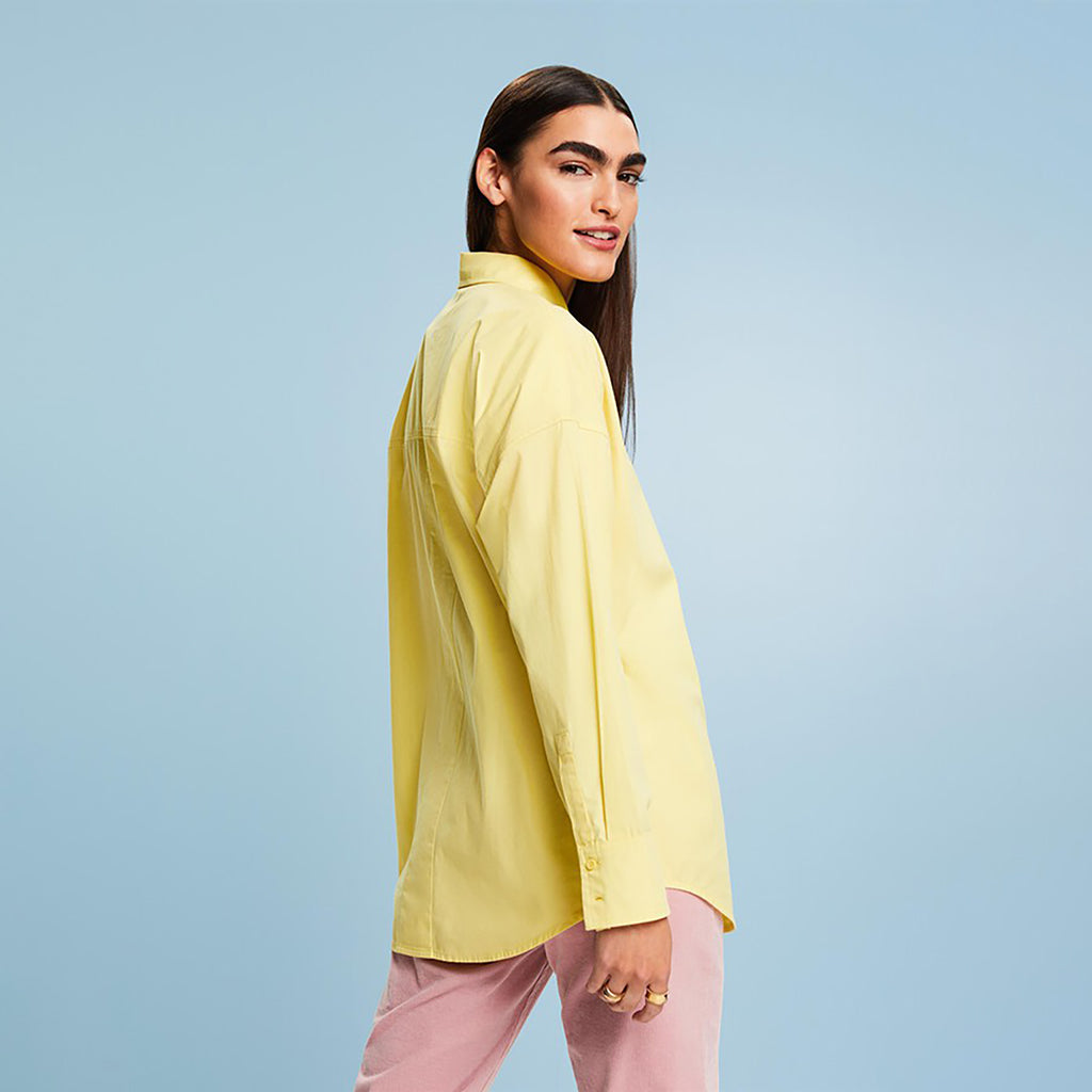 Cotton Oversized Tunic Blouse Pastel Yellow