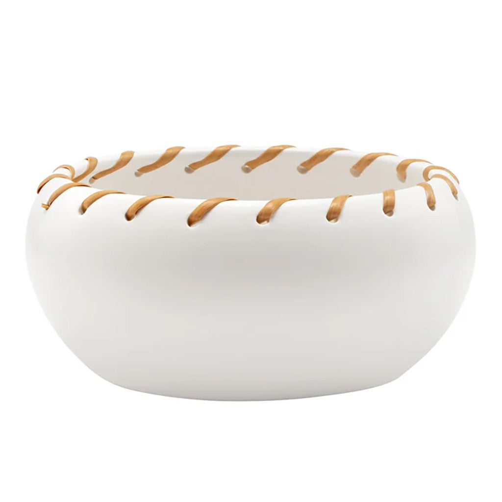 White Planter with Weave