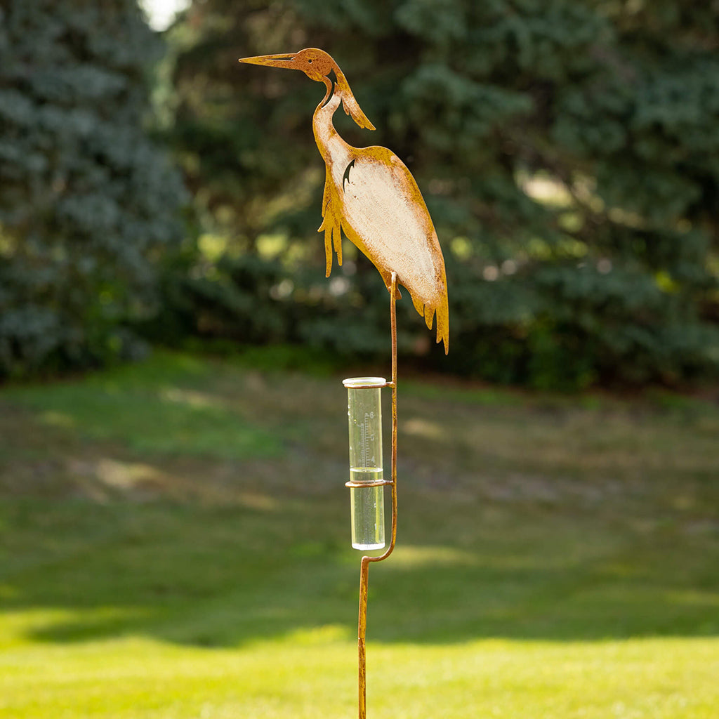 Crane Rain Gage Garden Stake