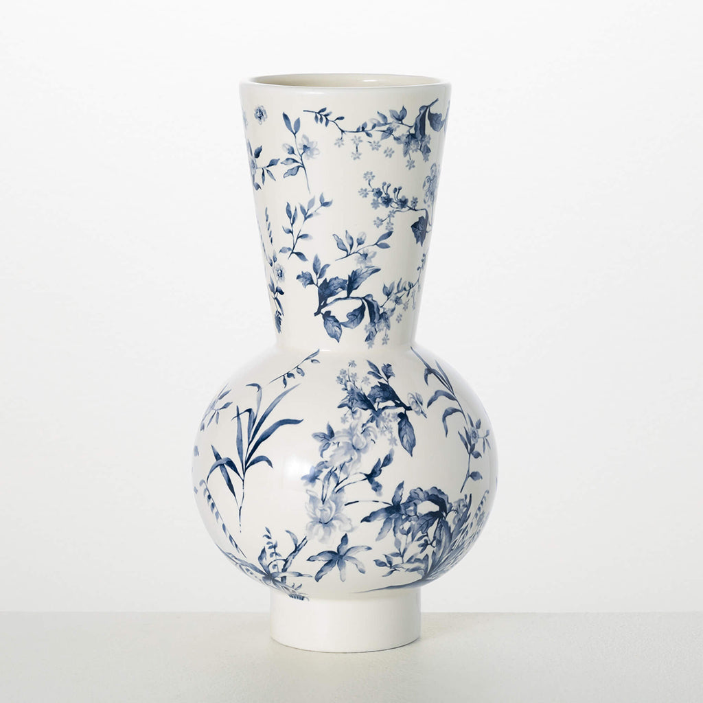 Blue Floral Modern Vase
