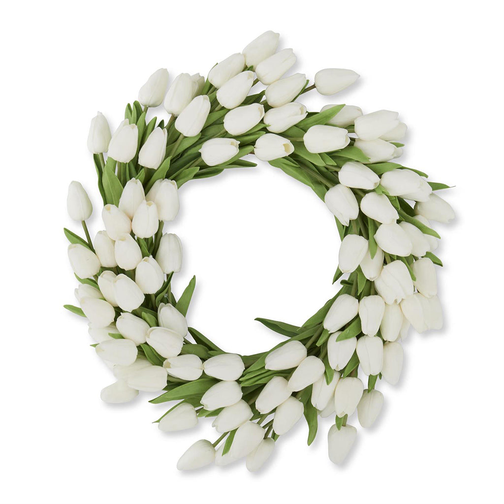 Real Touch Mini Tulip Wreath White