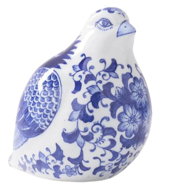 White & Blue Floral Birds