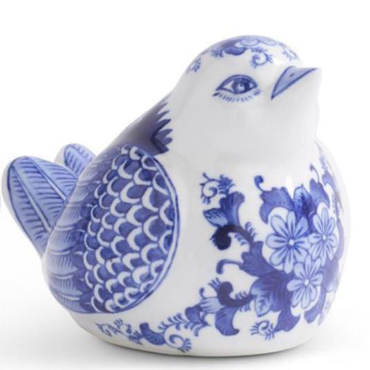 White & Blue Floral Birds