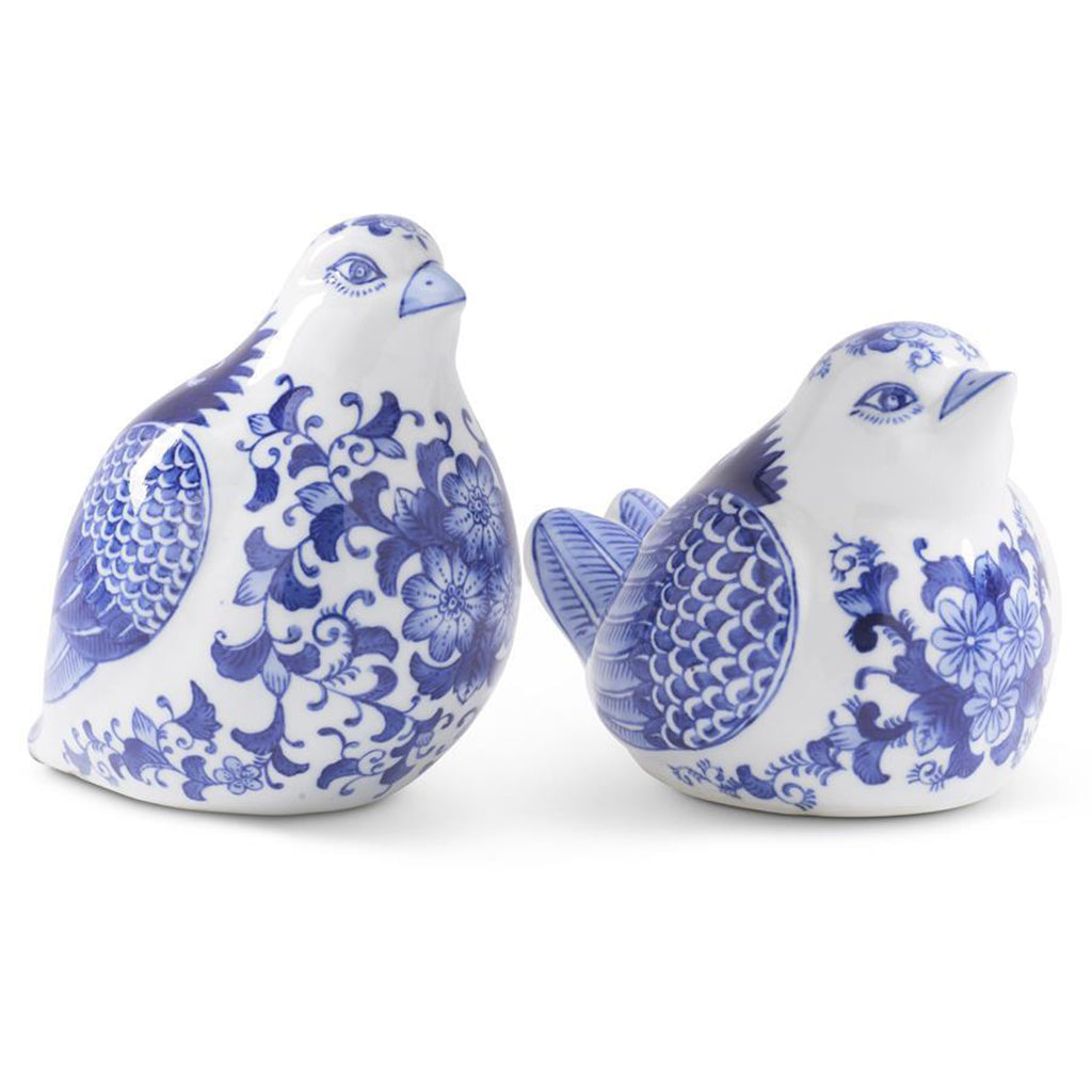 White & Blue Floral Birds
