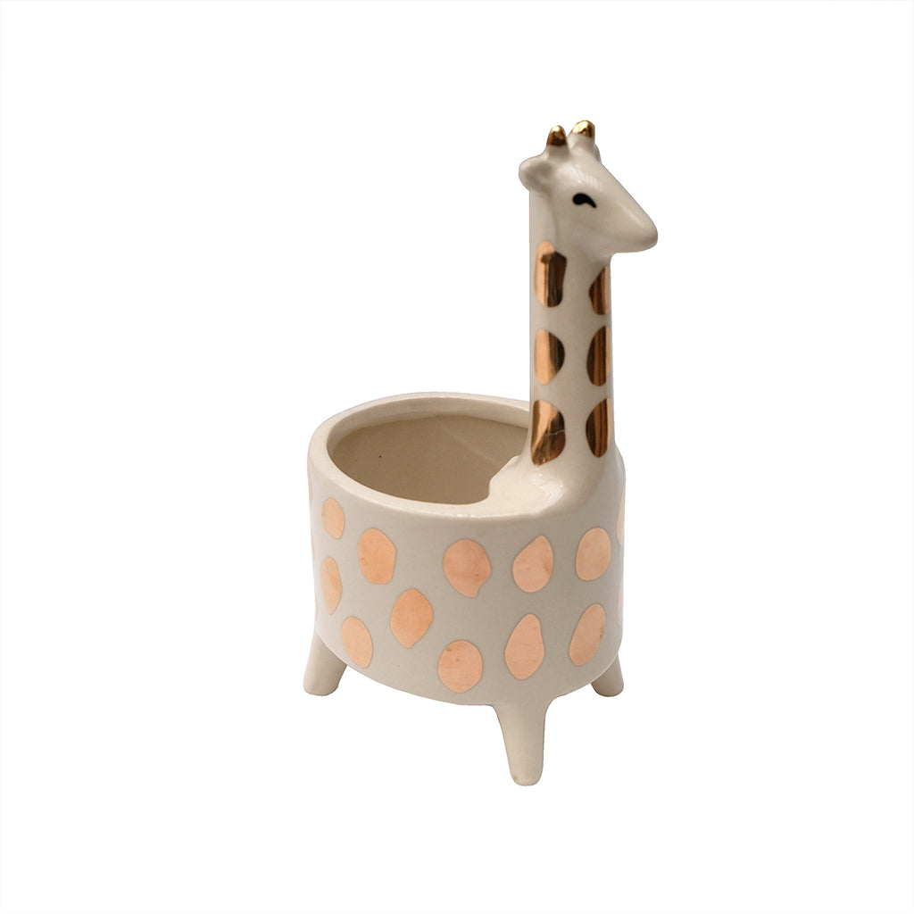 Welcome to the world of playful gardening! With its unique giraffe design and compact size, this planter is perfect for adding a touch of whimsy to any space. Embrace the fun side of gardening and enjoy the convenience of its compact 4x6.75" measurements.