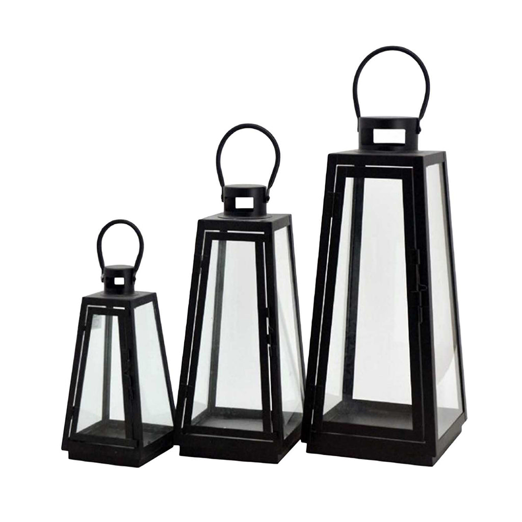 Perfect for creating a cozy atmosphere, these nesting lanterns are made of durable black metal and feature convenient handles for easy transport.