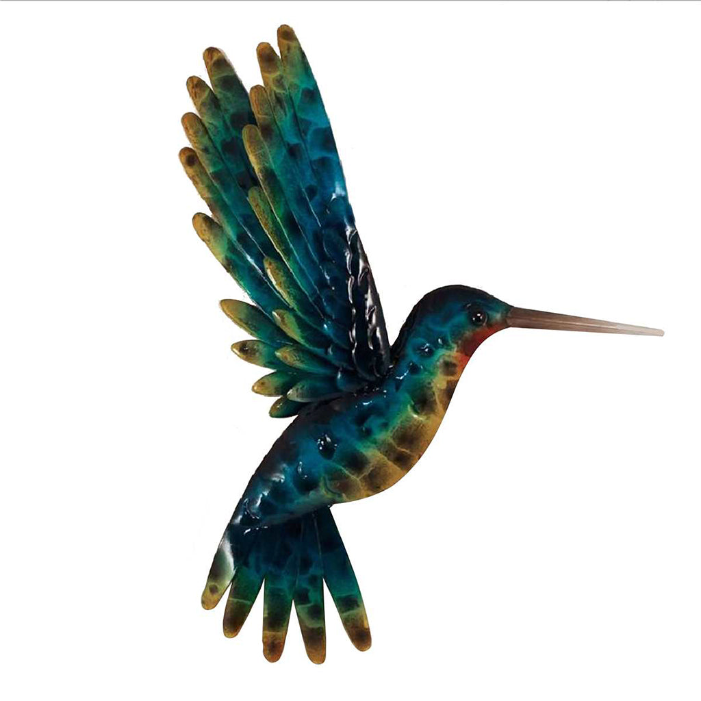 Brighten up your living space with this stunning hummingbird wall art. It's a charming and approachable way to add a touch of nature to any room. Measures 15.4x1.2x16.1".