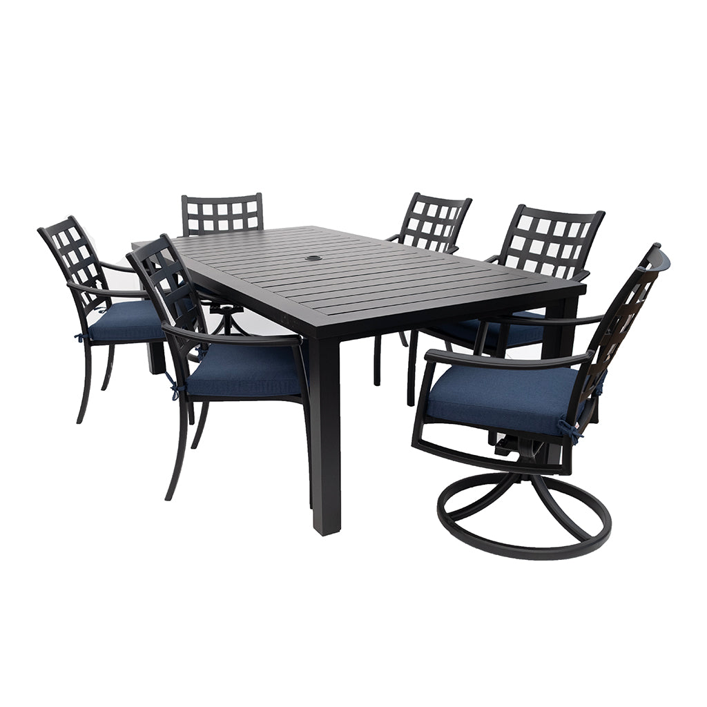 Invite everyone to join in the fun with outdoor dining experiences using the Sherwood Dining Table. The table comfortably seats 6-8 people, perfect for gatherings big or small. Don&#39;t forget to pair it with matching Stratford chairs (sold separately) for a cohesive and stylish outdoor dining set.