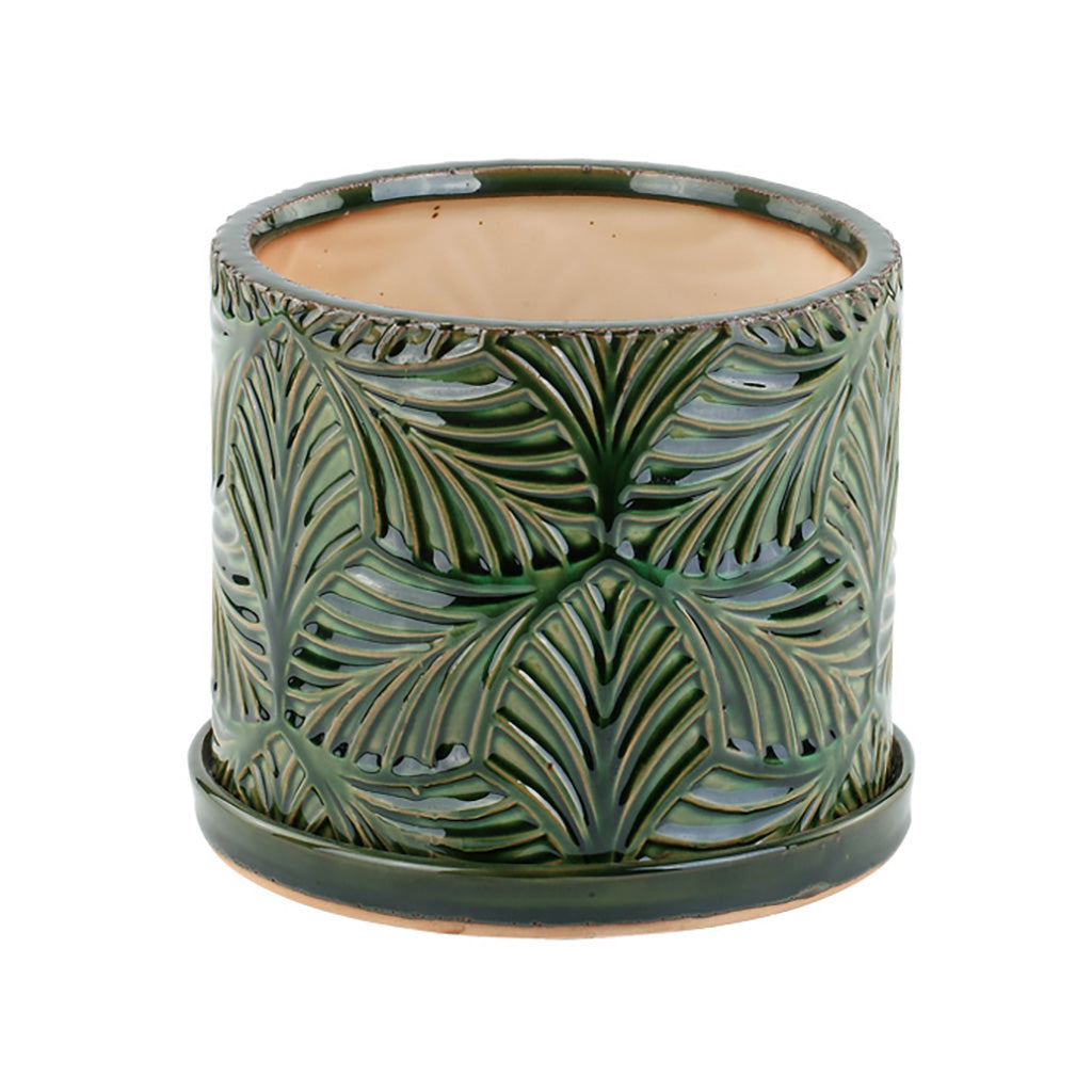 Green Leaf Planter with Saucer