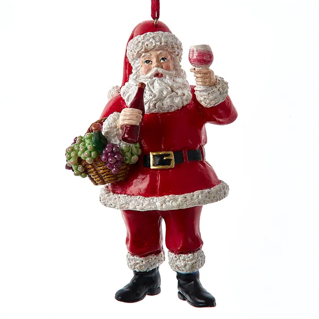 Wine Santa Ornament