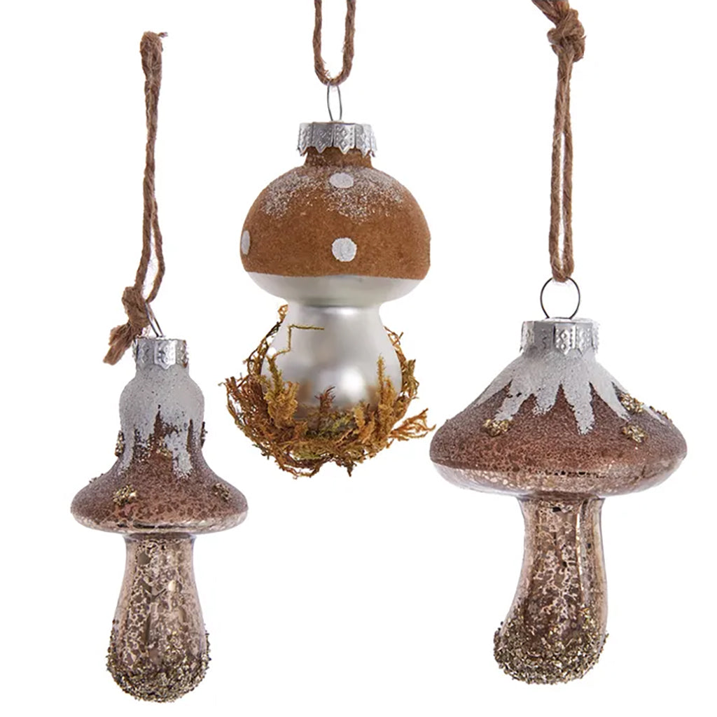 Rustic Glam Glass Mushroom Ornament