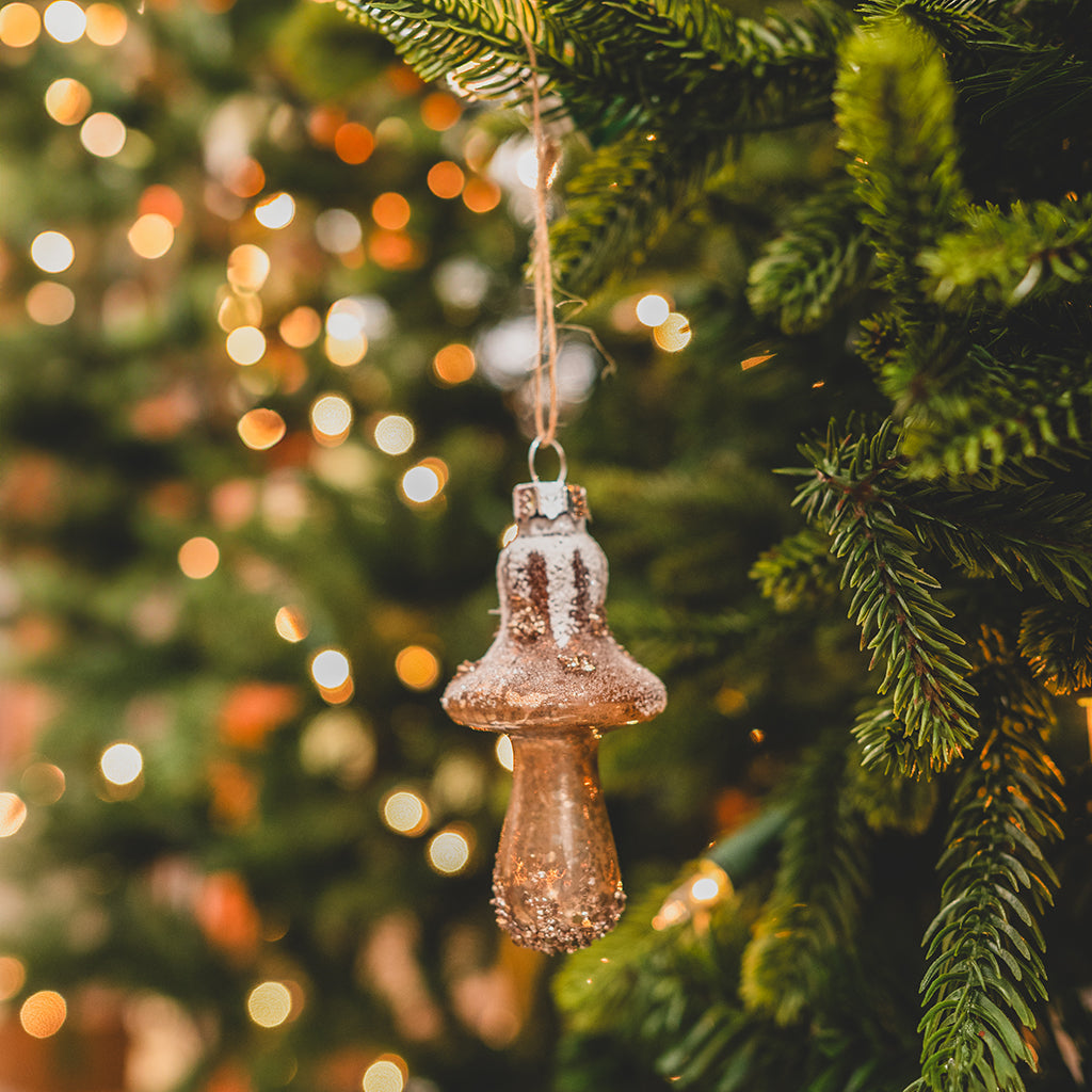 Rustic Glam Glass Mushroom Ornament