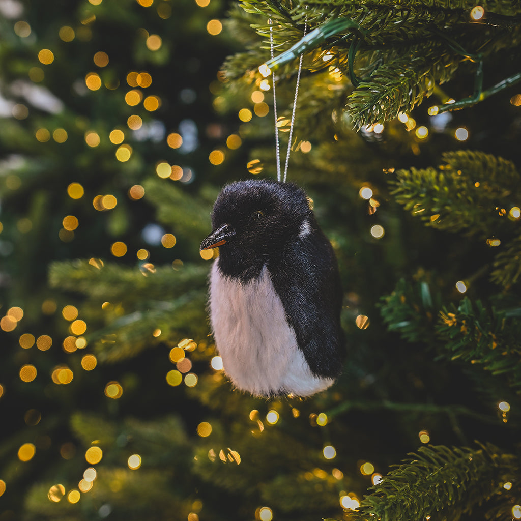 Furry Penguin Ornament 3.35"