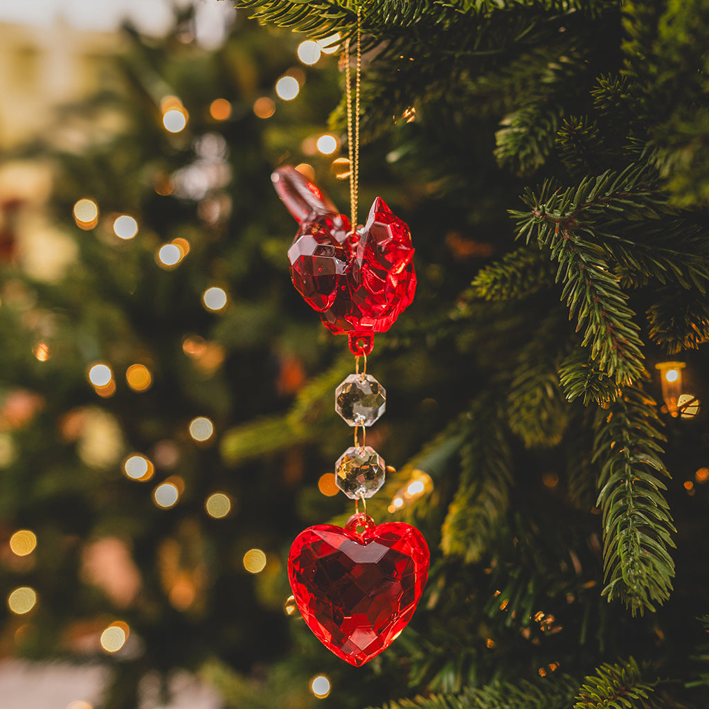 Cardinal with Heart Dangle Ornament