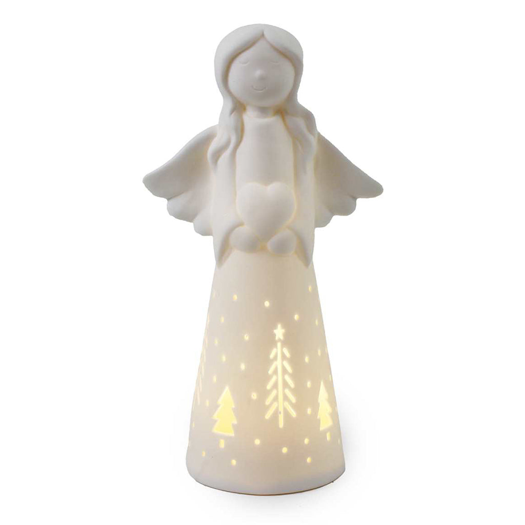 Porcelain LED Angel with Heart
