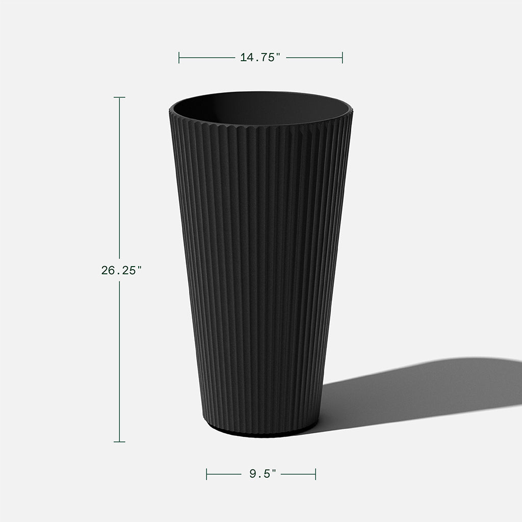 Demi Tall 26" Planter Black