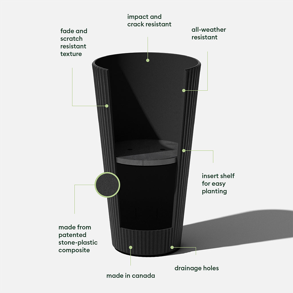 26 plastic planter Demi Tall 26" Planter Black