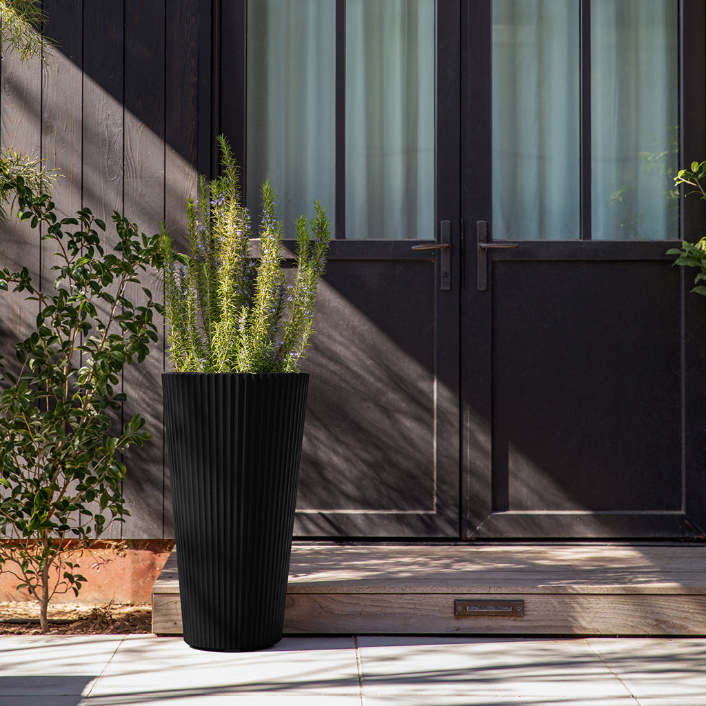 Demi Tall 26" Planter Black