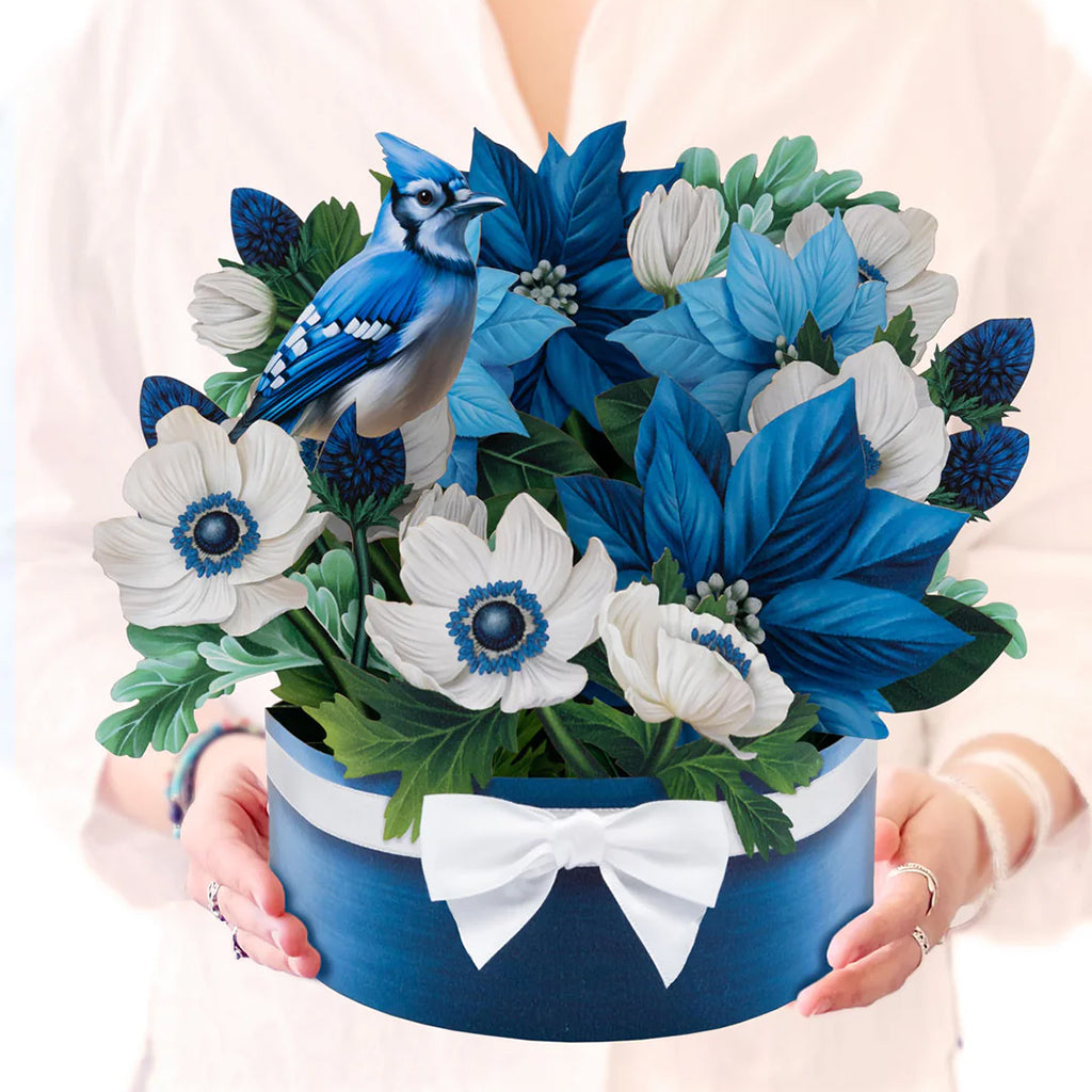 Blue Poinsettia Bouquet And Card