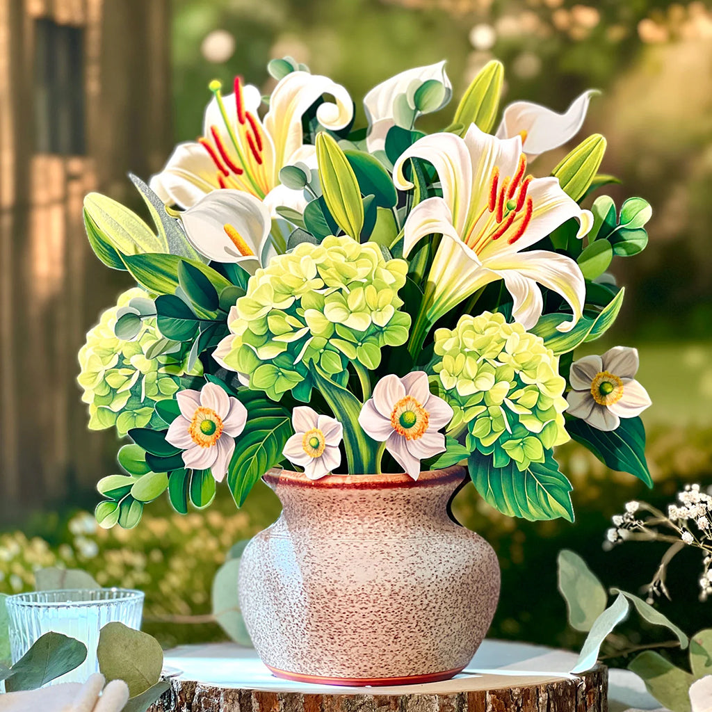 Ivory &amp; Sage Paper Bouquet And Card
