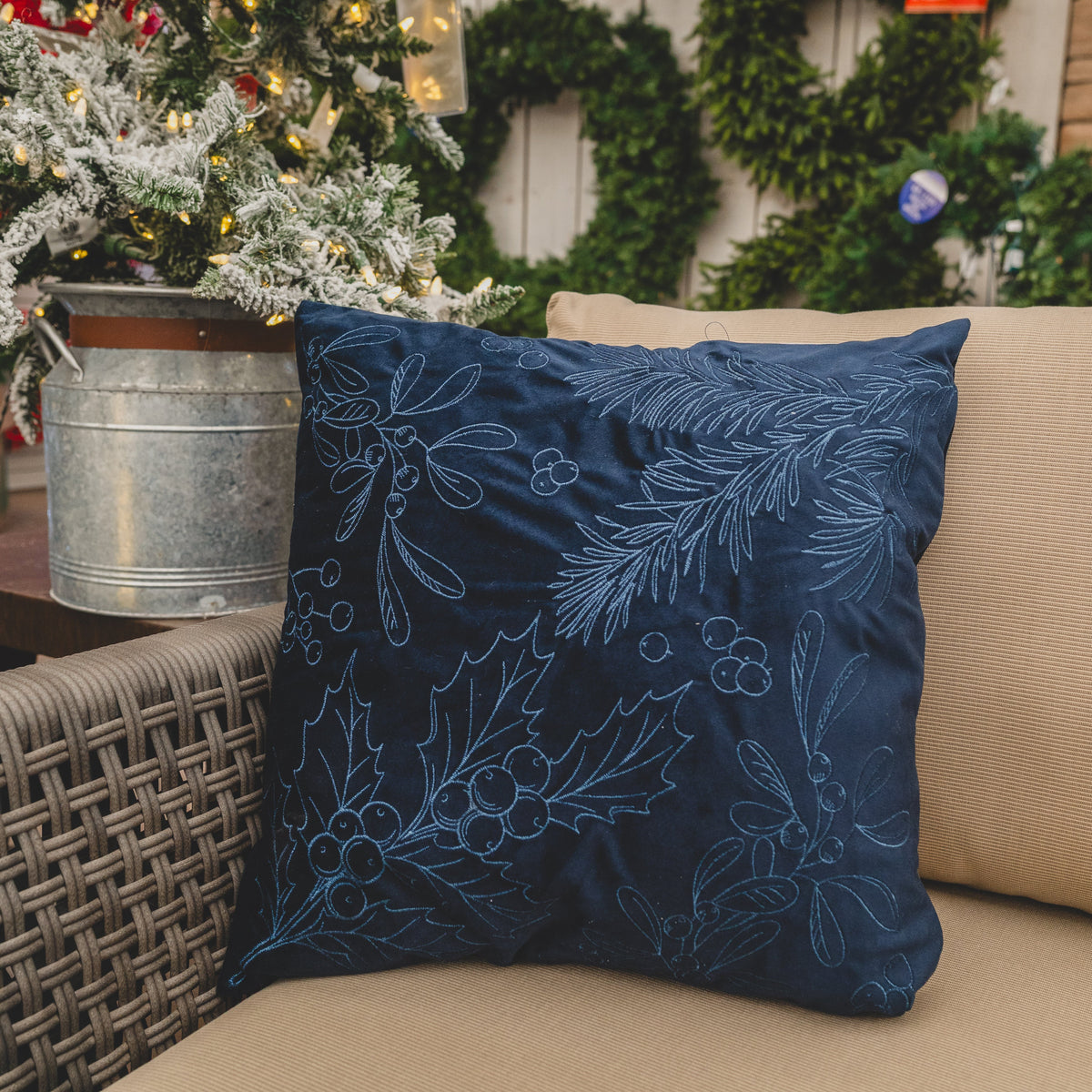 Holly and Mistletoe Pillow 18x18"