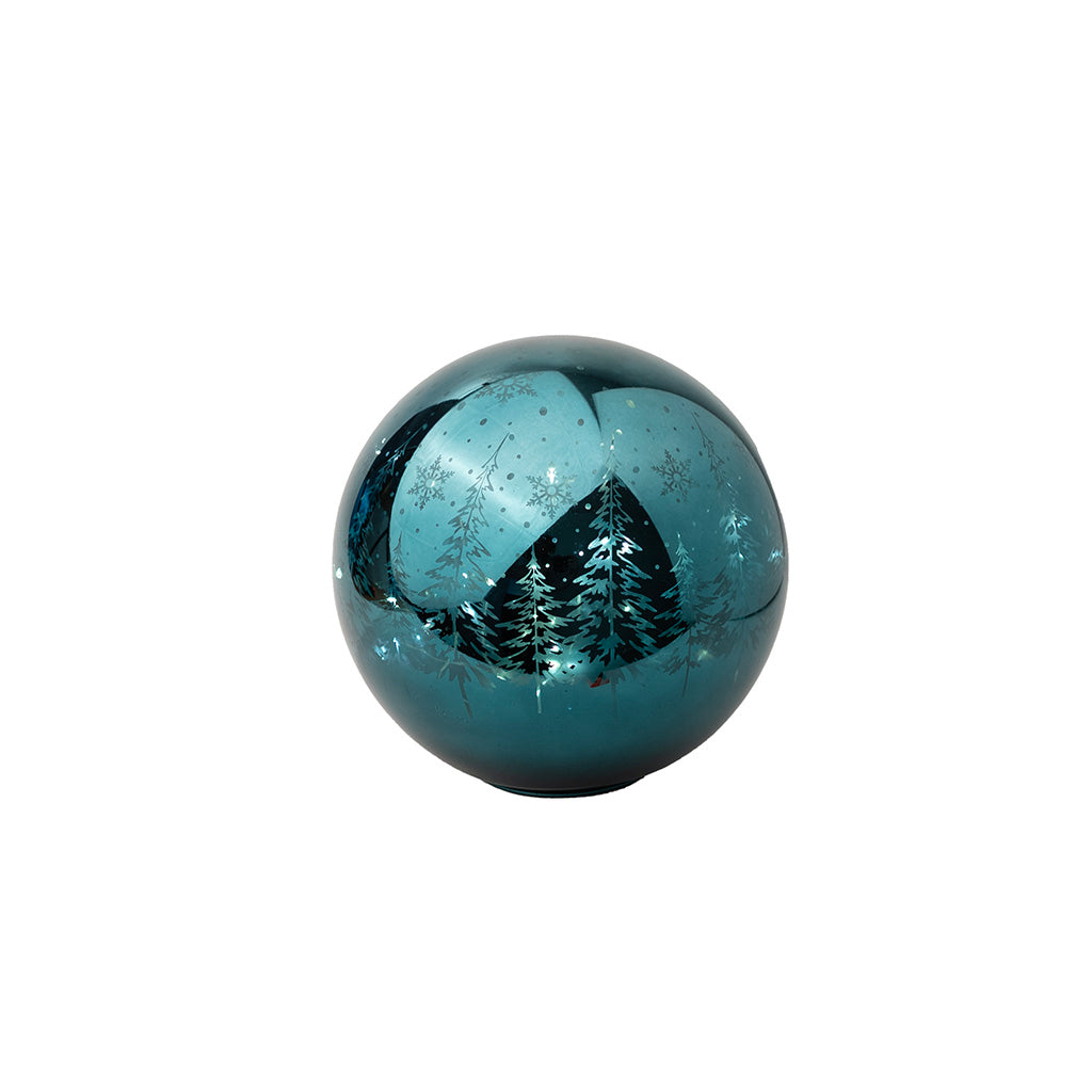 LED Globe with Wintry Trees Green