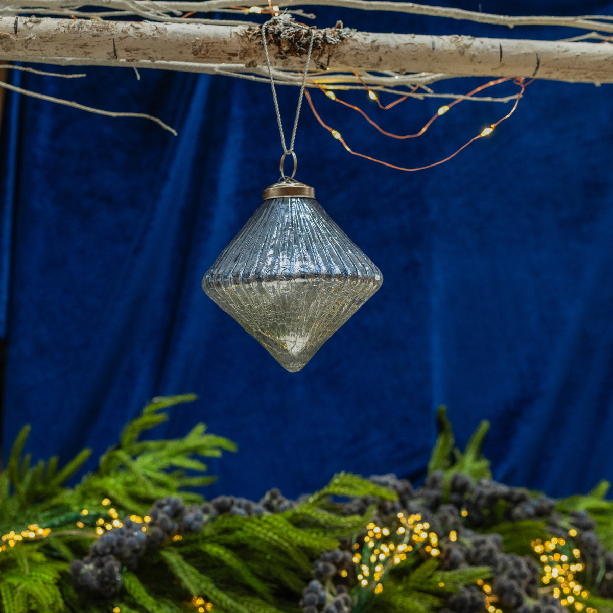 Mercury Glass Onion Ornament Silver 4.25"