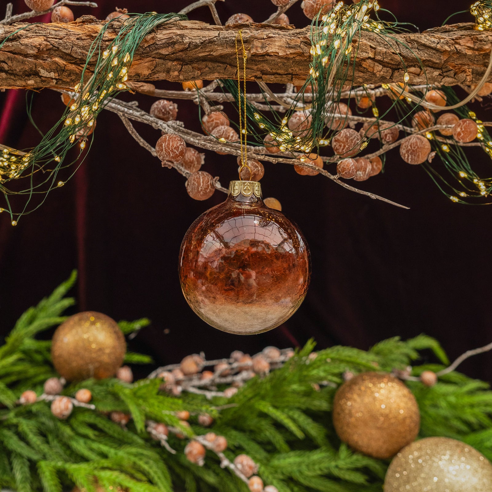 Glass Ball Ornament Brown 3"