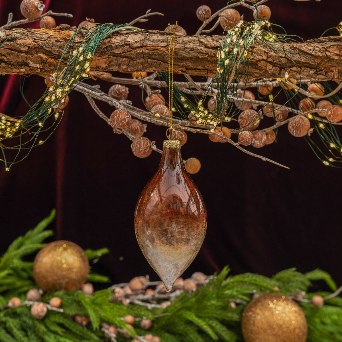 Glass Drop Ornament Brown 3"