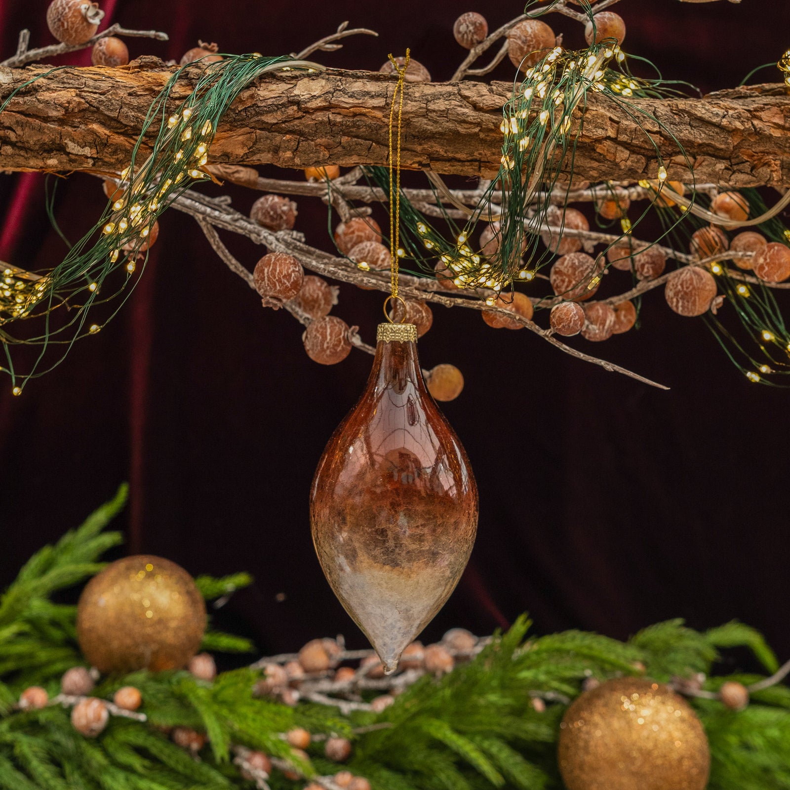 Glass Drop Ornament Brown 3"