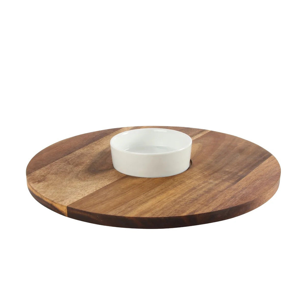 Tapas Living Acacia Lazy Susan With Ceramic Dish