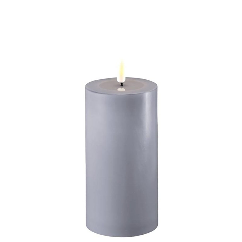 Outdoor Real Flame LED Candle 3x6in Dust Blue