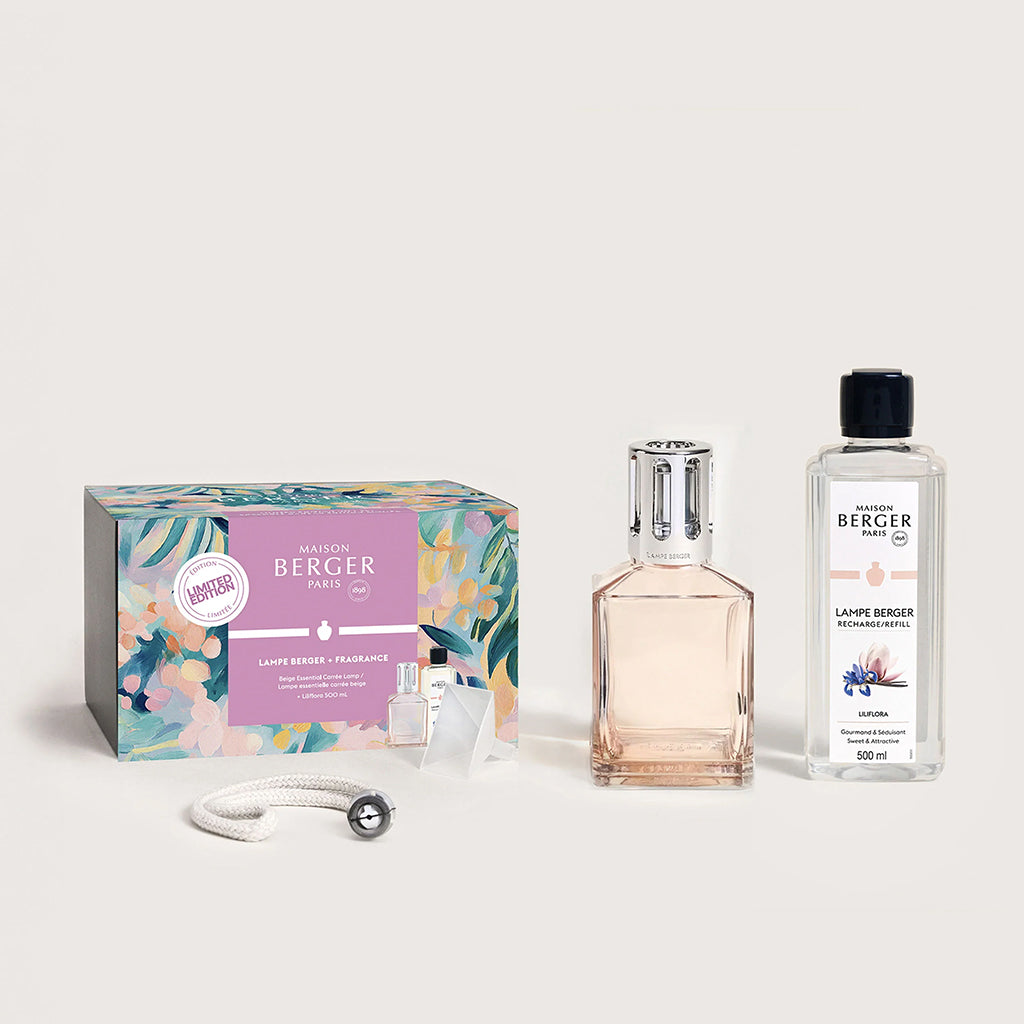 Beige Carree Lamp Gift Set + Liliflora 500ml