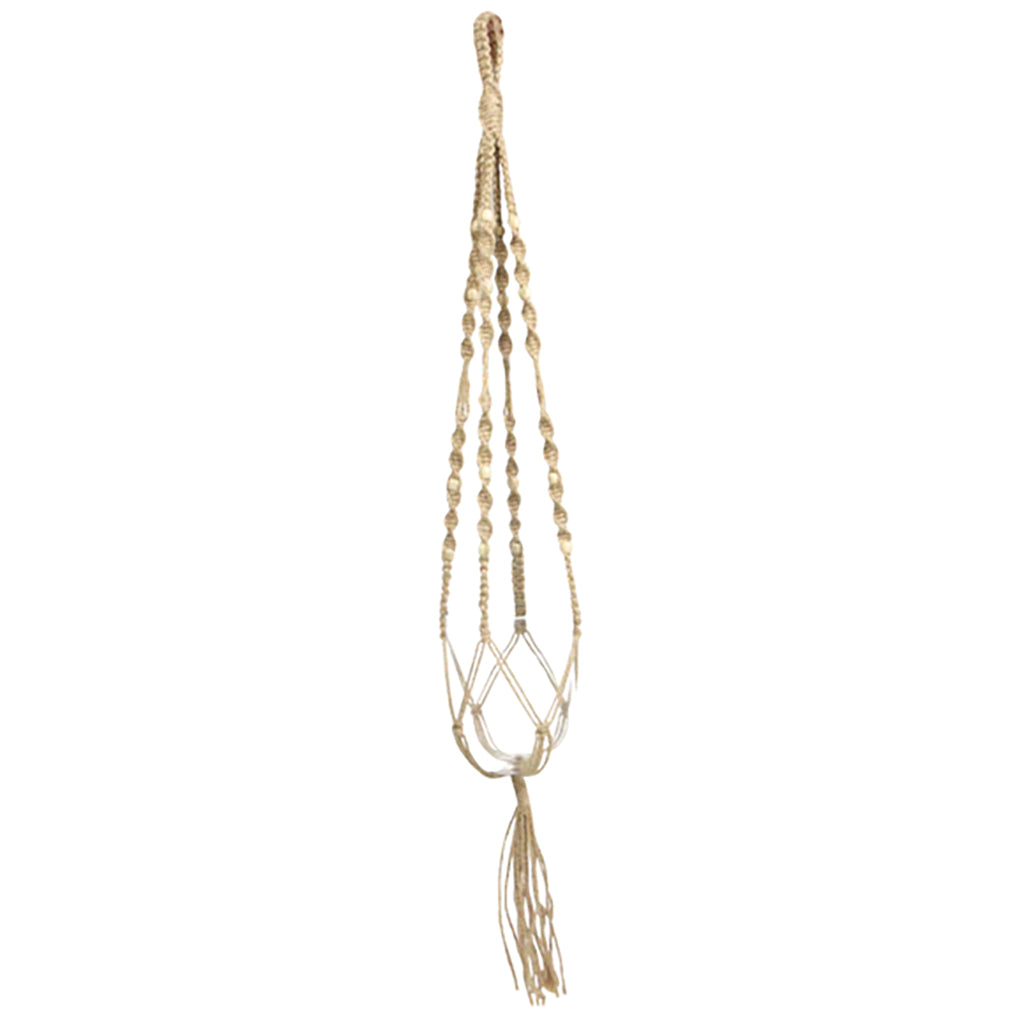 Natural Macrame Pot Hanger with Beads