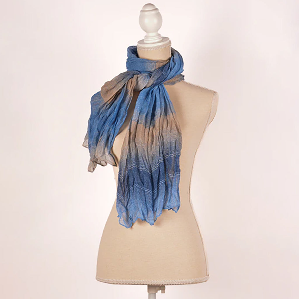 Blue Crinkle Scarf