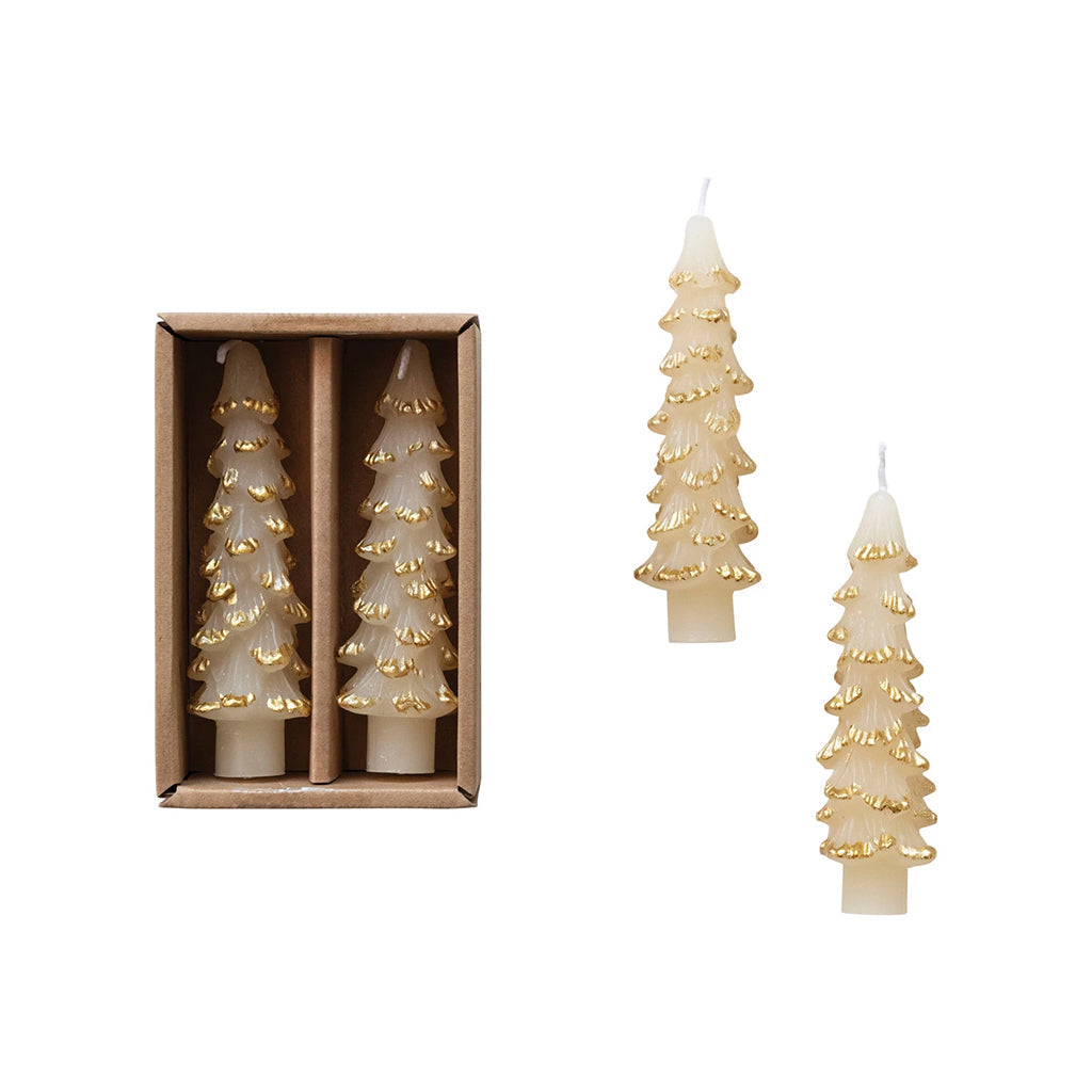 Shaped Taper Candles Set of 2 Eggnog