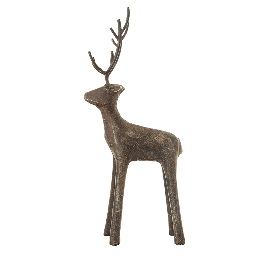 Cast Iron Standing Deer 13.25In H