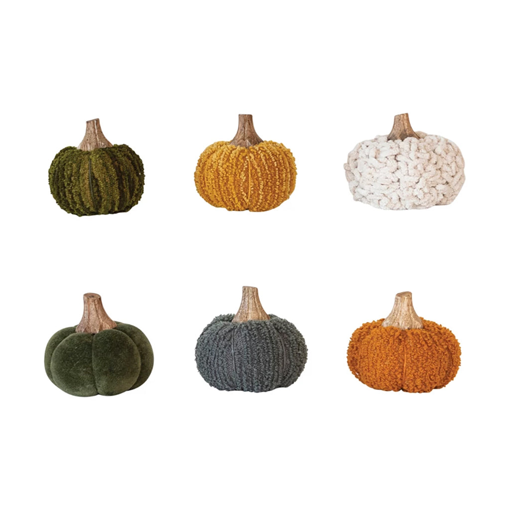 Velvet Pumpkin with Wood Stem 3.5in