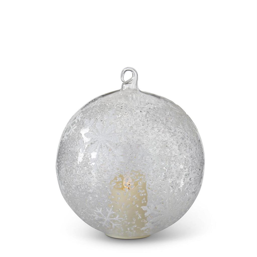 Ice Textured Glass Snowflake Ornament LED