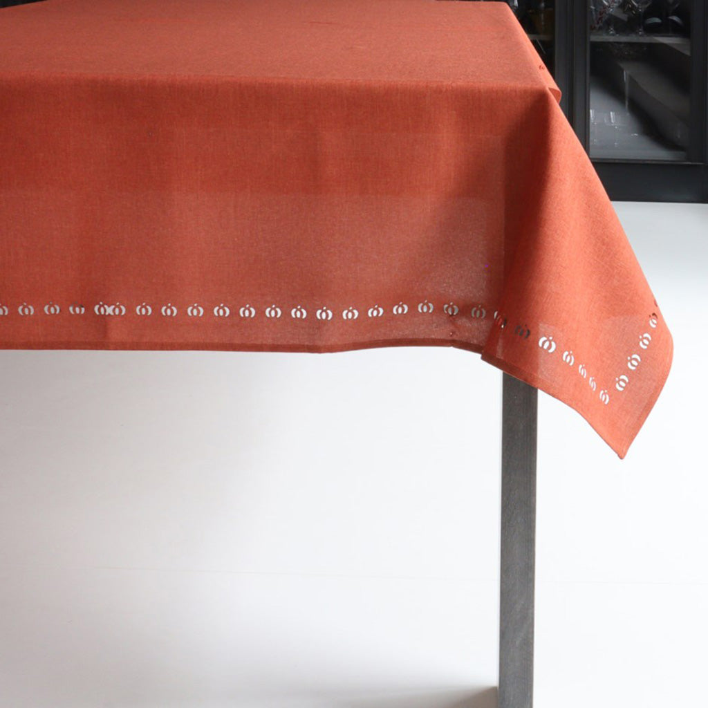 Pumpkin Hemstitch Tablecloth 60x120&quot; Russet