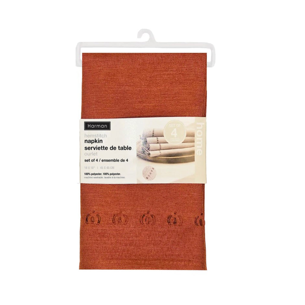 Pumpkin Hemstitch Napkin Set of 4 Russet