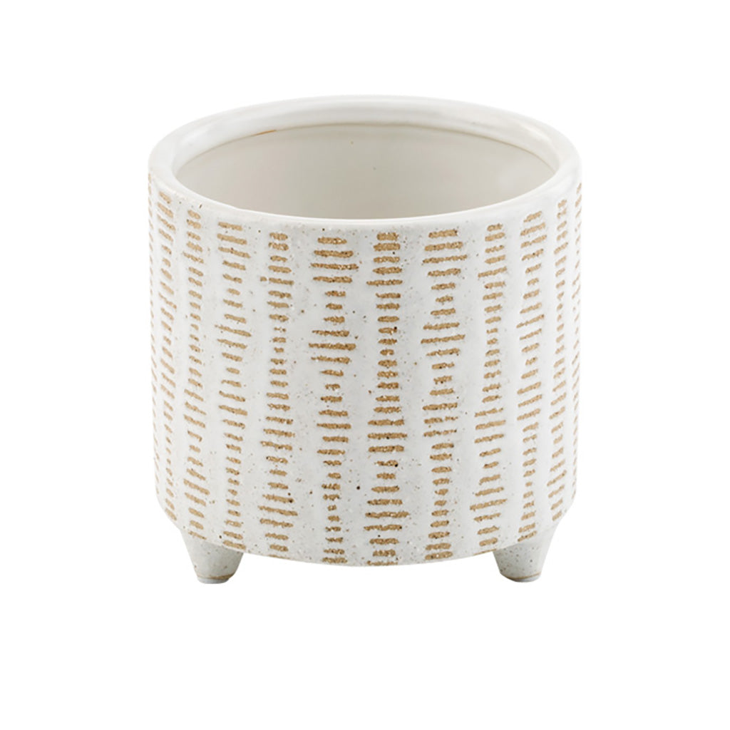 Large White Clay Footed Planter